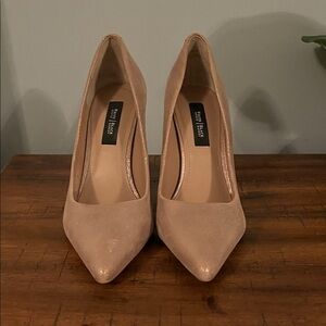 White House Black Market Gold Pointed-Toe Pumps